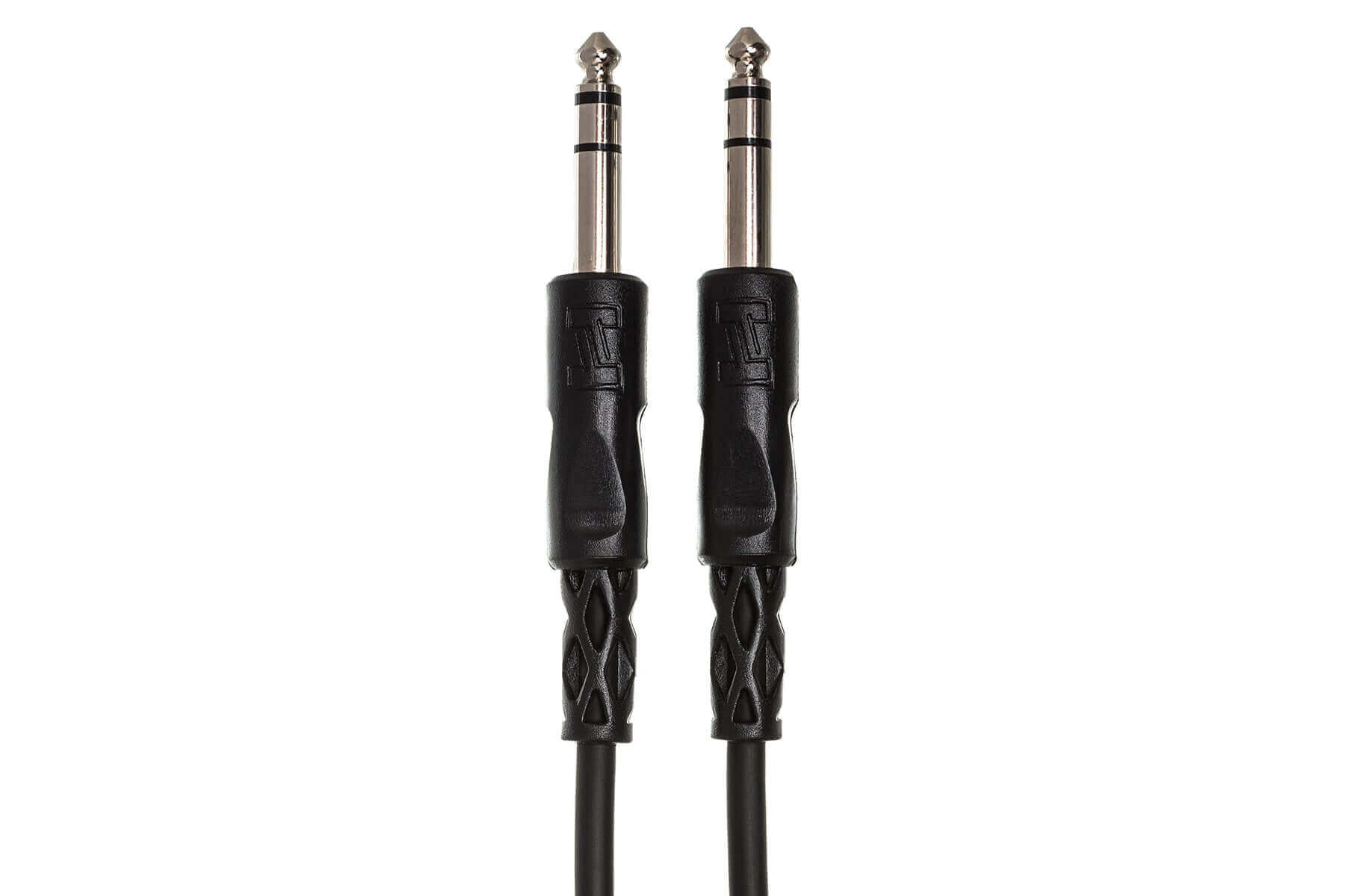 Hosa® Balanced Interconnect Cable 1/4" TRS to 1/4" TRS, ideal for E-drum connections, featuring dual male connectors.